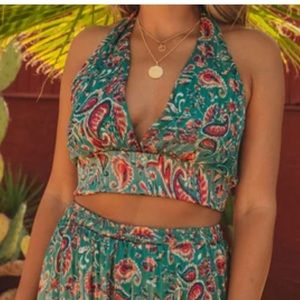 VICI shimmer crop top halter
